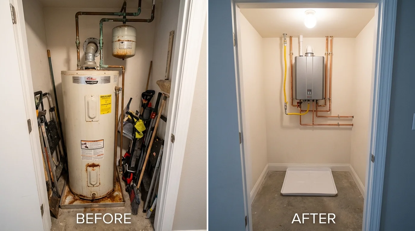 Tank water heater versus wall-mounted tankless unit comparison for Glasgow, VA homeowners